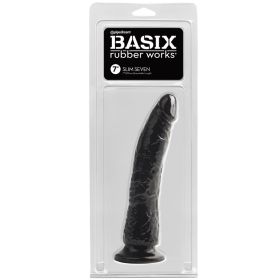 Basix Rubber Works Slim Dong with Suction Cup (Option: Black 7")