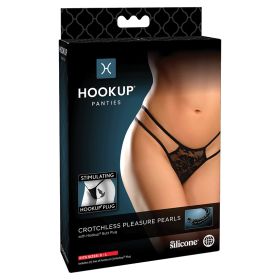 Hookup Panties Crotchless Pleasure Pearls (Option: Black SL)